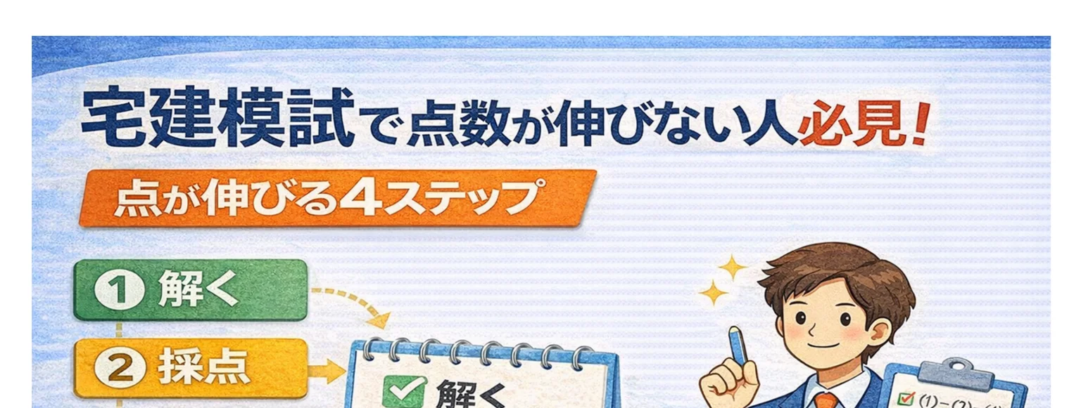 宅建模試の本番化4ステップ:解く・採点・復盤・弱点固定