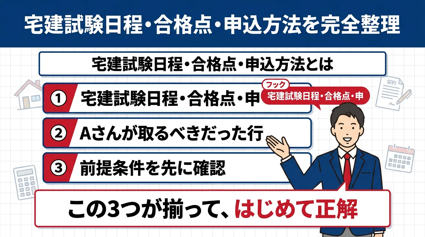宅建試験日程・合格点・申込方法を完全整理|試験157日前の中間チェック