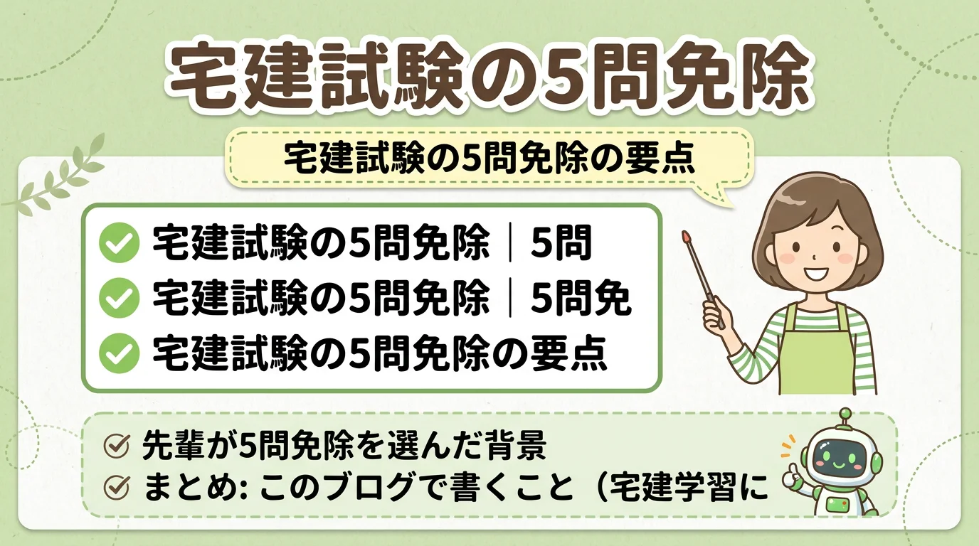 宅建試験の5問免除|5問免除って実際どう?先輩の体験から学ぶ判断基準
