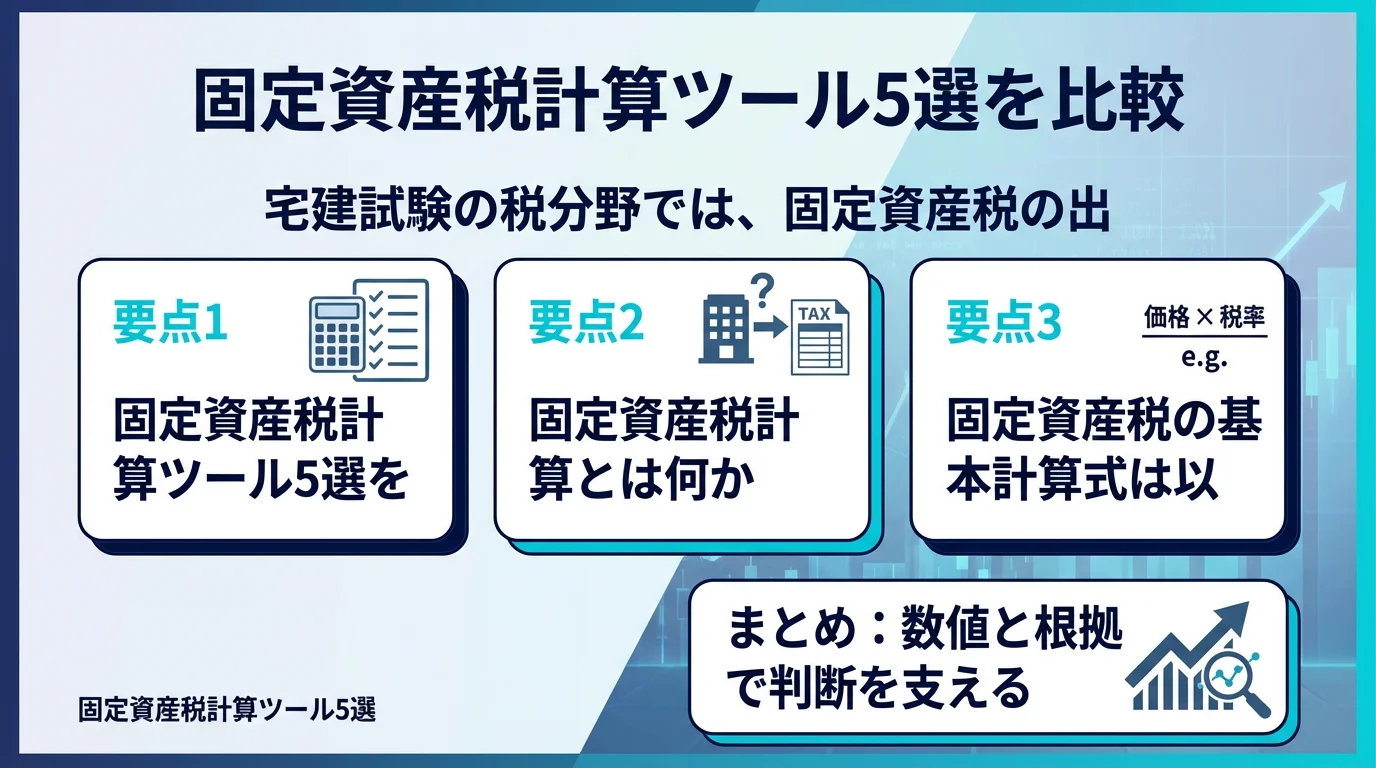 固定資産税計算ツール5選を比較|春の学習スタートに使える選び方ガイド