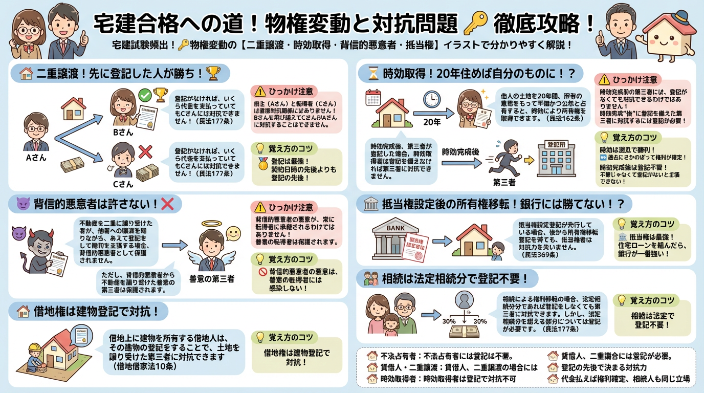 物権変動と対抗問題の完全図解の図解|民法(権利関係)