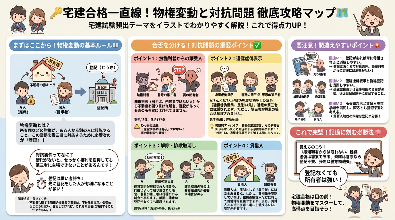 物権の移転と対抗問題の完全図解の図解|民法(権利関係)