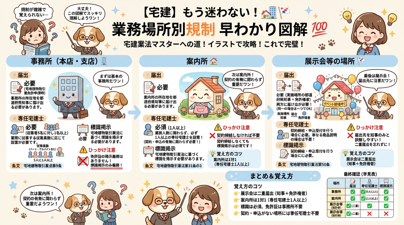 業務場所ごとの規制の完全図解の図解｜宅建業法