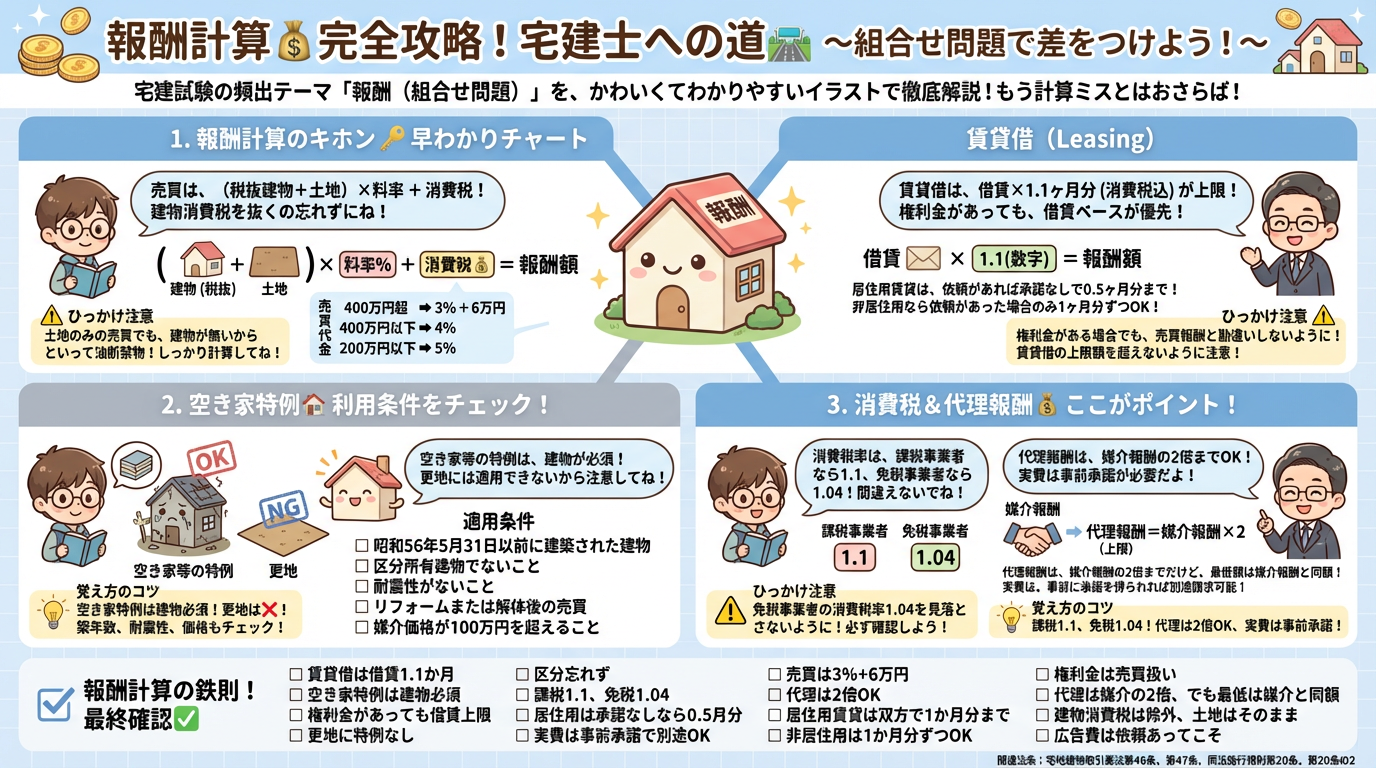 報酬（組合せ問題）の完全図解の図解｜宅建業法