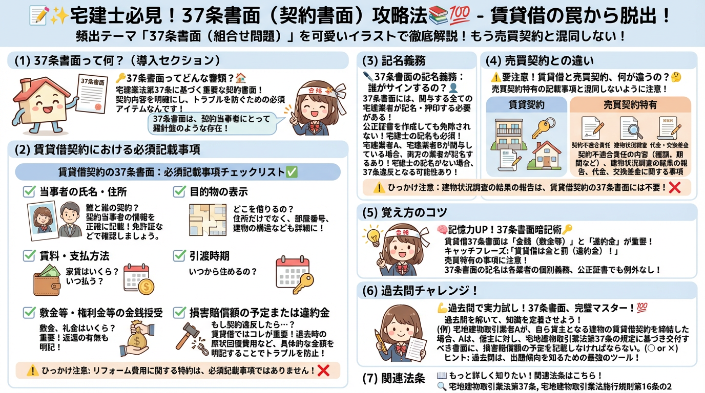 契約書面（37条書面）（組合せ問題）の完全図解の図解｜宅建業法